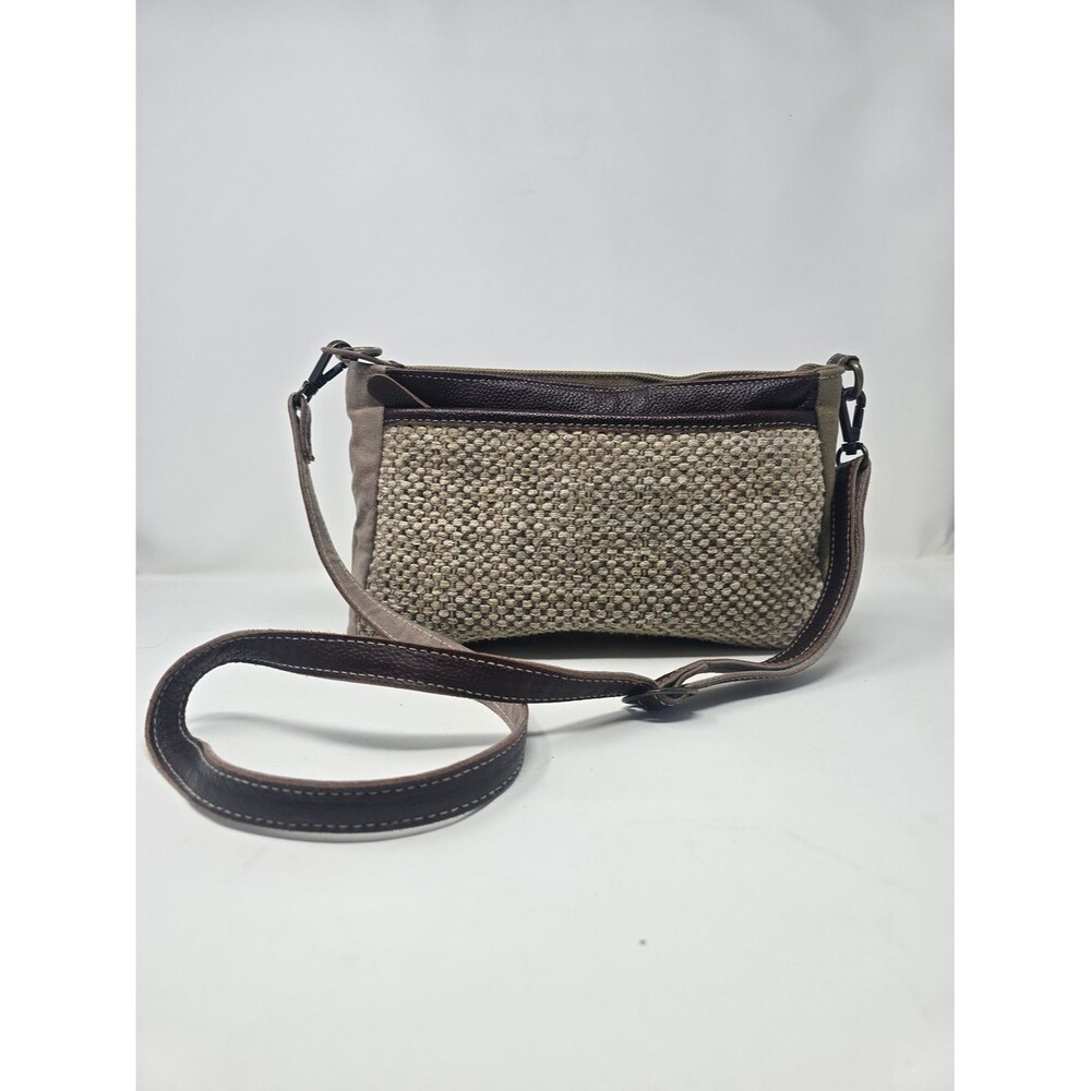 Myra Bag Canvas & Leather Crossbody Purse | Multi-Compartment Earth Tone Shoulde